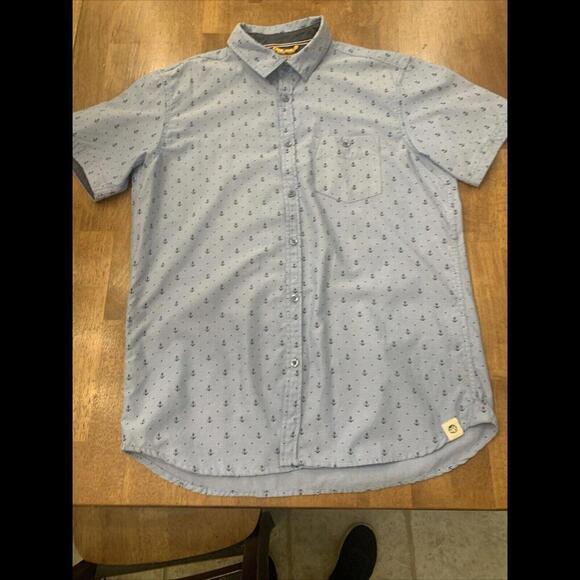 Free Planet Shirt Mens Large Anchors Blue Button Up Short Sleeve Nautical Beach‍ - Picture 4 of 8